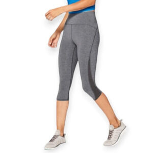 Lululemon Train Times 17" Crop High Rise Leggings Heathered Gray with Mesh 4
